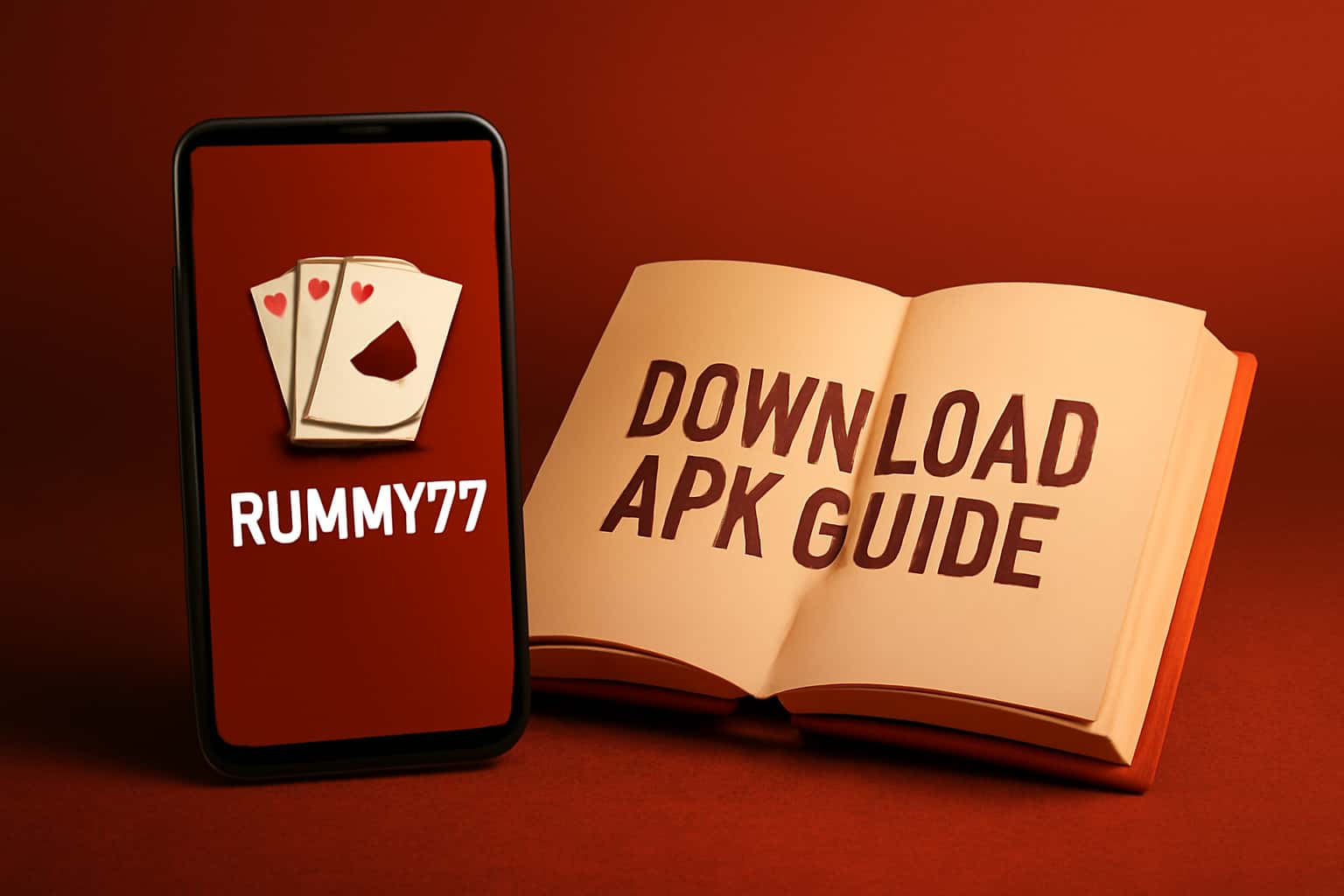 Informational scene illustrating the Download Rummy77 APK Guide.