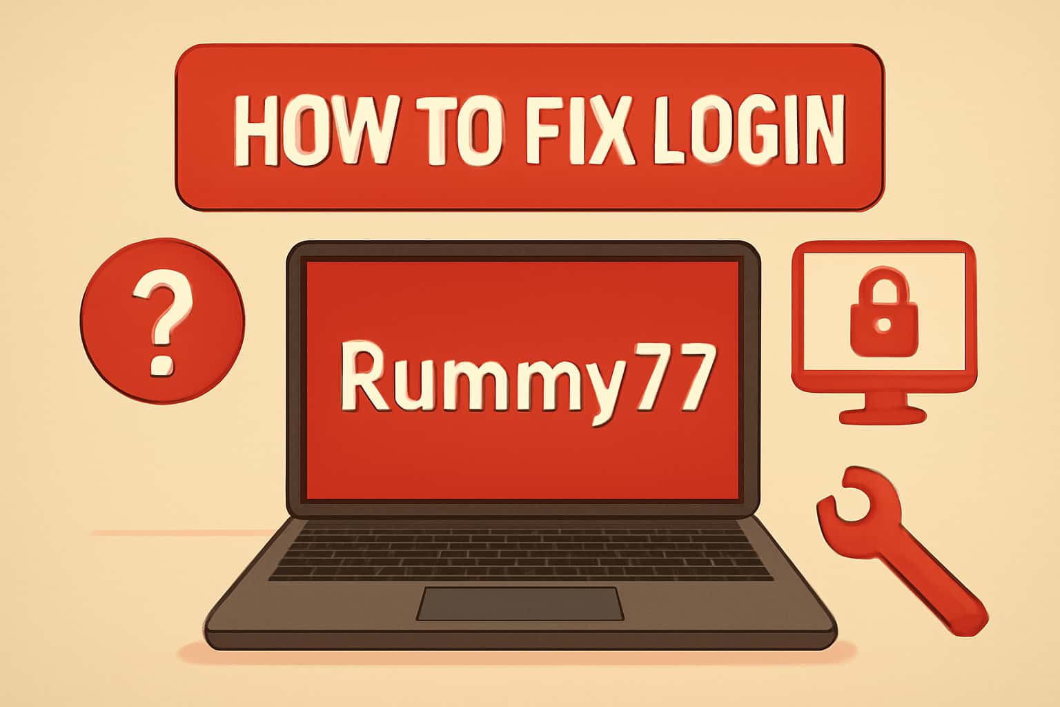 Informative visual representation of troubleshooting login issues for Rummy77.