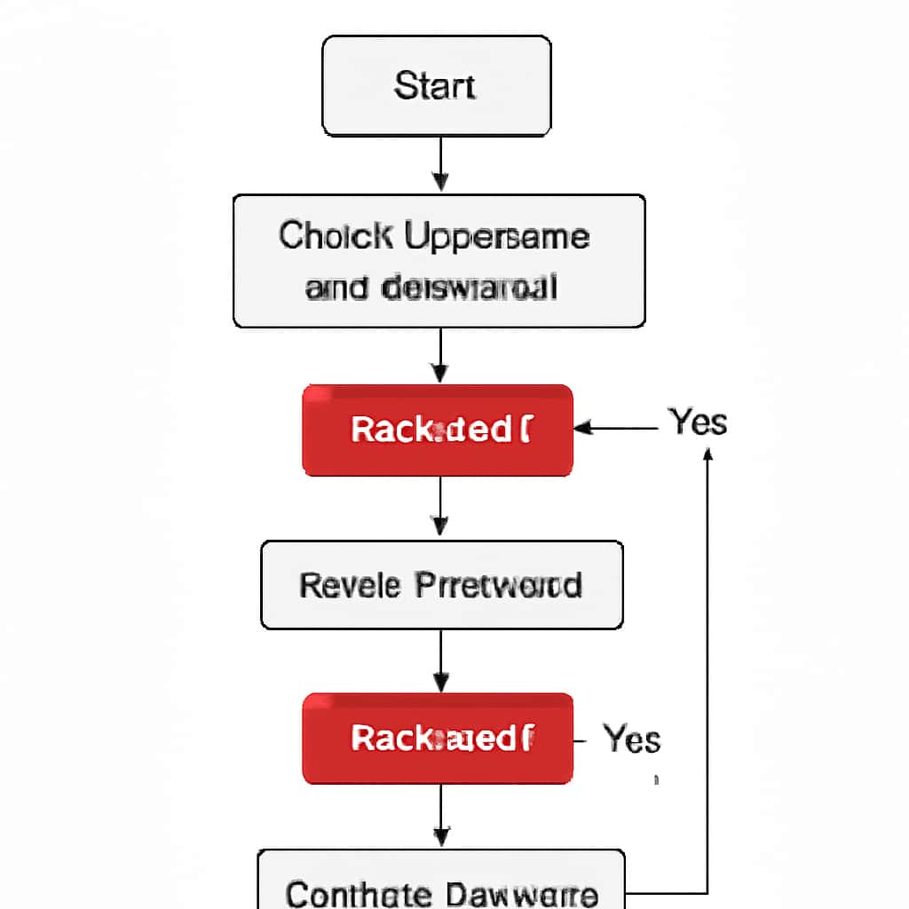 Diagram explaining steps to fix Rummy77 login problems.