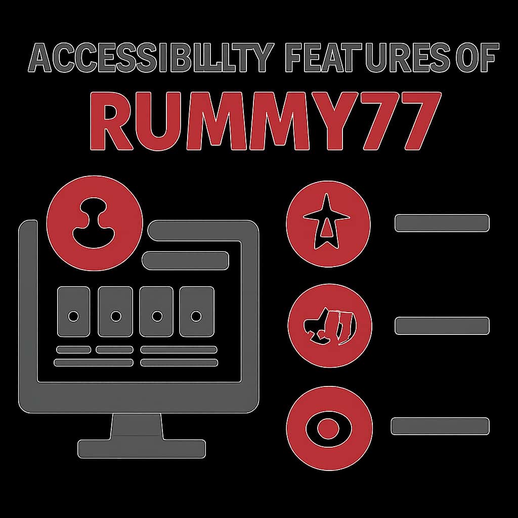 An educational diagram highlighting key accessibility features in Rummy77.