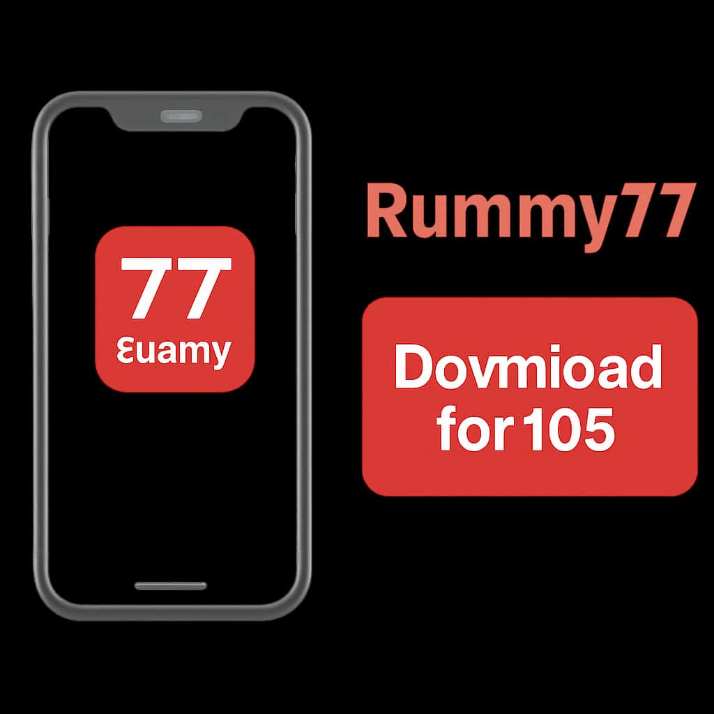 Diagram detailing the installation steps for Rummy77 on iOS.