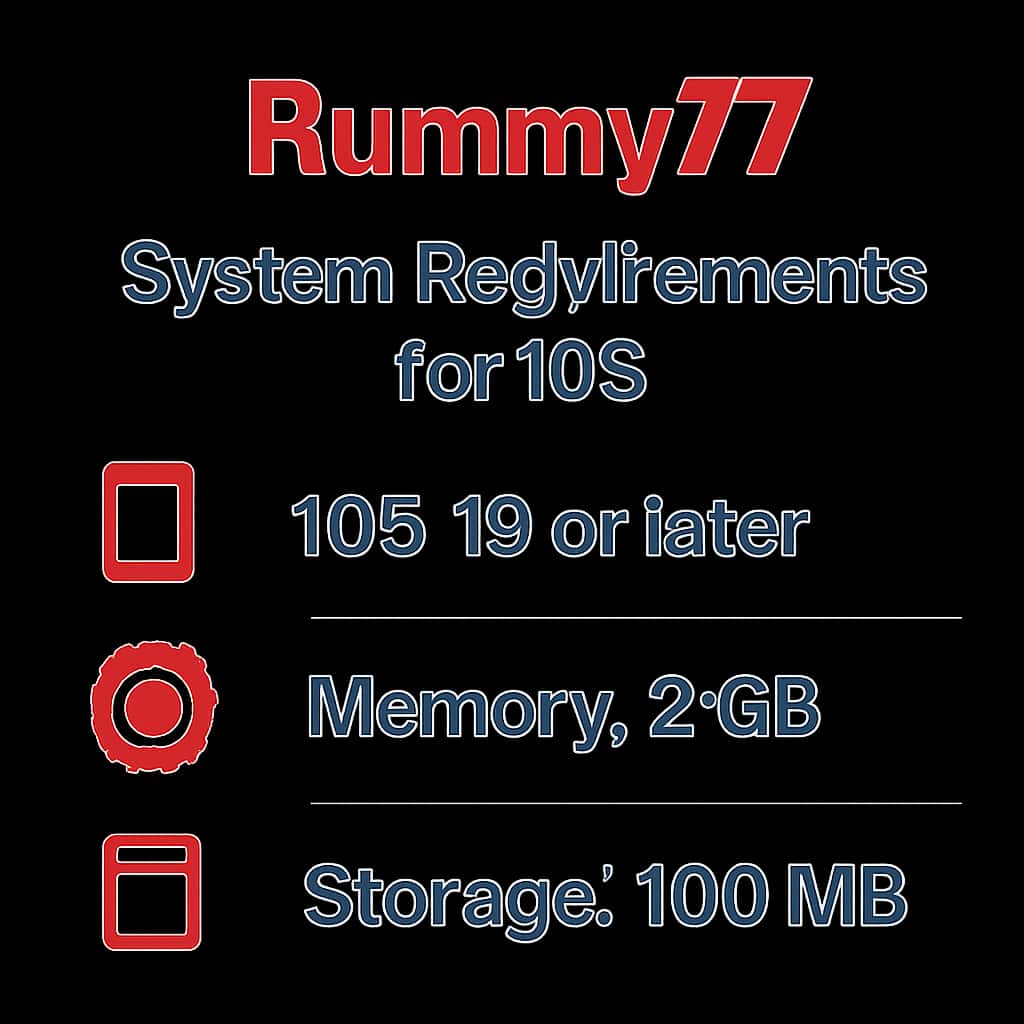 Diagram outlining the system requirements for Rummy77 on iOS.