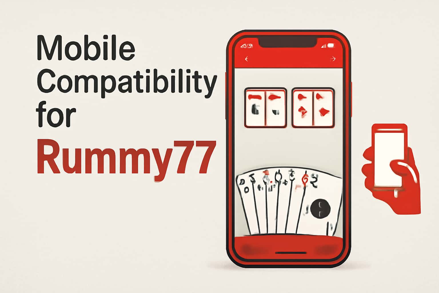 An informational graphic depicting the mobile compatibility features of Rummy77.