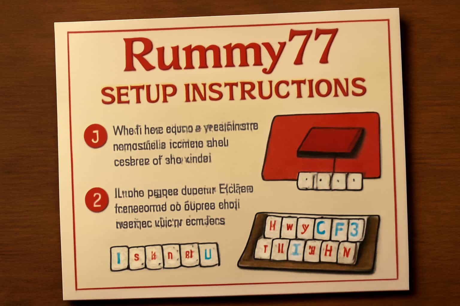 An informational scene showcasing the setup process for Rummy77.
