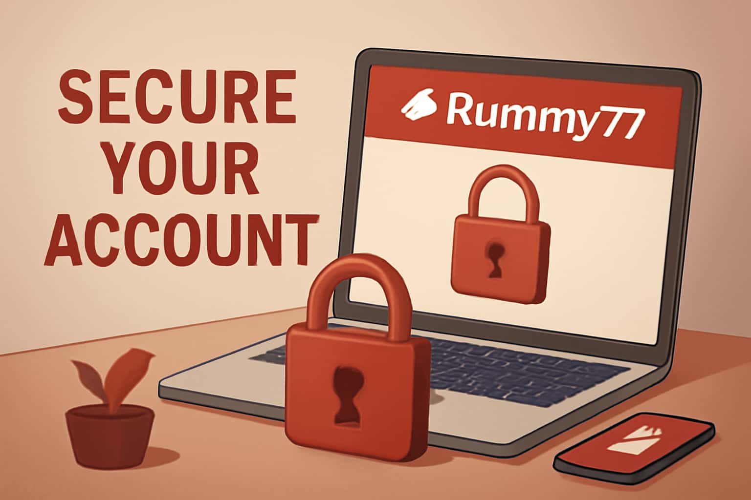 Informative scene depicting security measures for Rummy77 account.