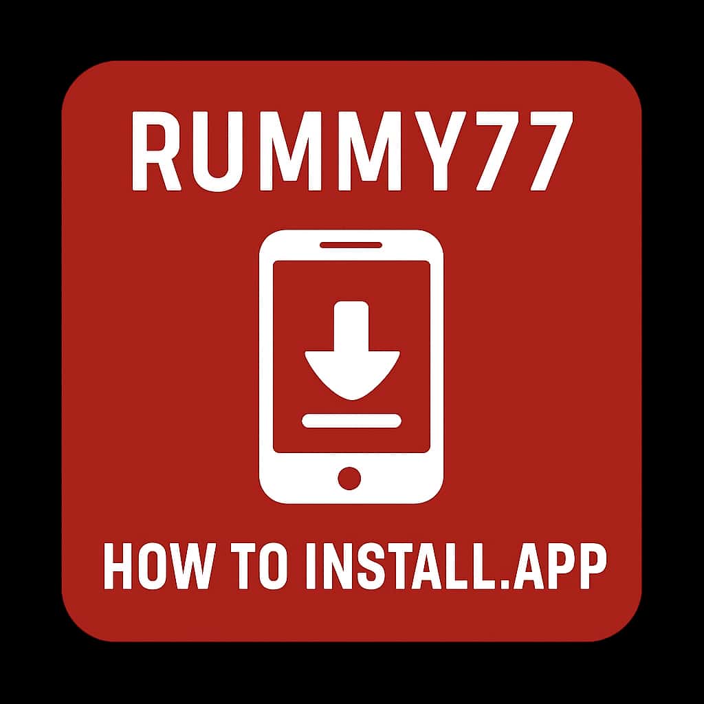 A badge for the Rummy77 app installation guide.