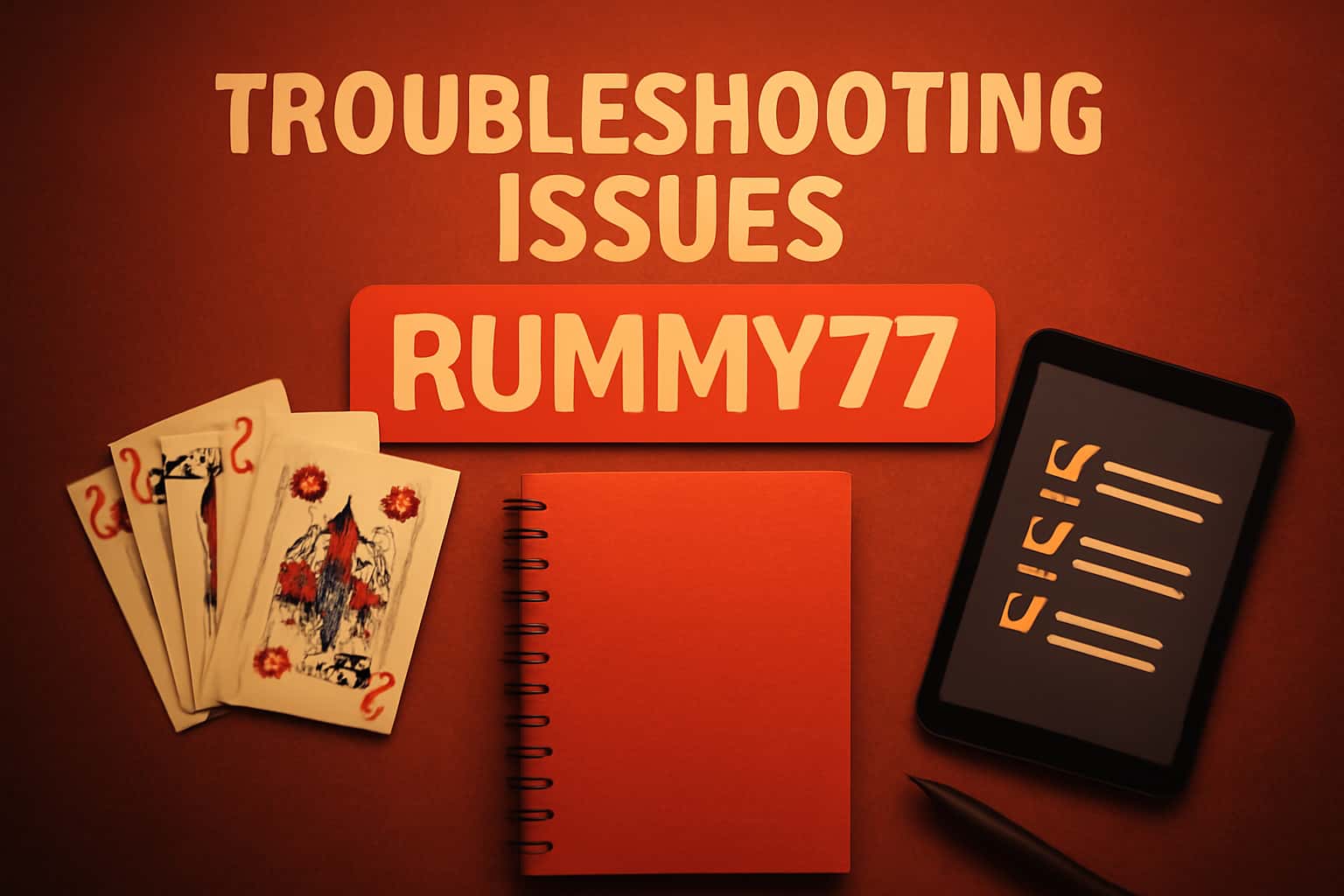 An informational scene about Troubleshooting Rummy77 Issues.