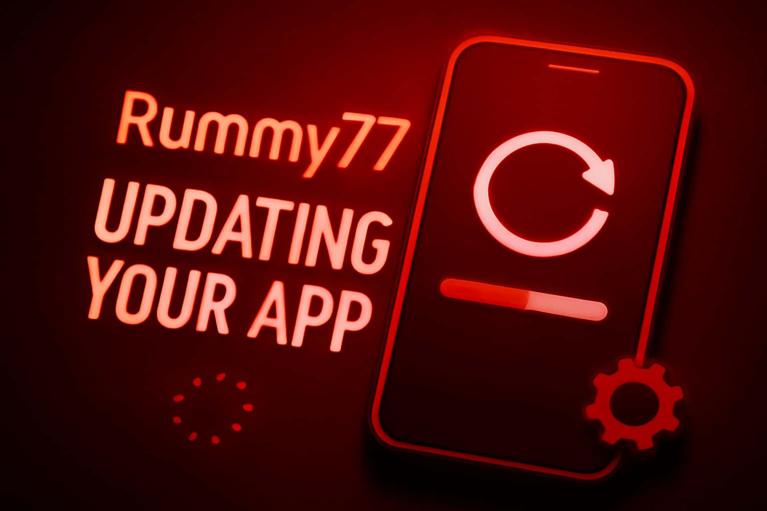 An informational visual about updating the Rummy77 App.