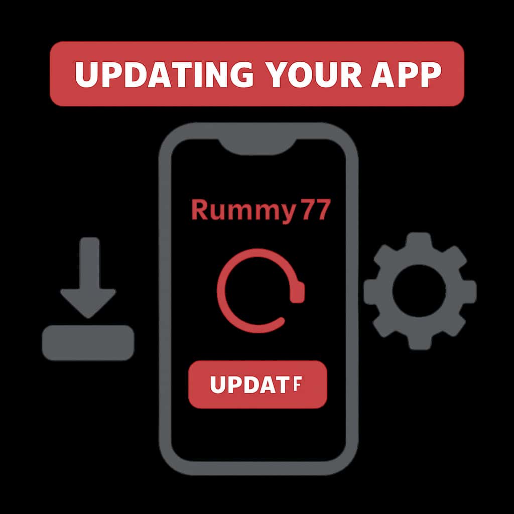 Illustration regarding the update process for the Rummy77 App.